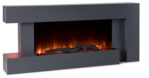Klarstein Deko Kamin mit LED-Flammen, Elektro Kamin mit Heizung, 2000W Elektrisch, Sparsam, Wandkamin mit Fernbedienung & Timer mit MDF-Gehäuse