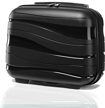 KONO Kosmetikkoffer Hartschale Klein Beautycase Damen Handgepäck, Polypropylen, 35.5x29.5x18.5cm (Schwarz)