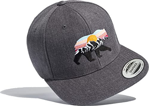 (A) Outdoor Cap Flexfit Snapback : Mountain Bear - Kappe Herren & Damen - Kletter Ausrüstung Wander Zubehör (One Size)