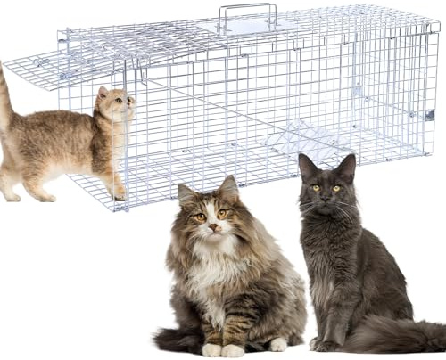 Timaze 32 Folding Live Animal Trap | Foldable humane animal trap,suitable for stray cats,raccoons,squirrels and rabbits weighing up to 16.5 pounds