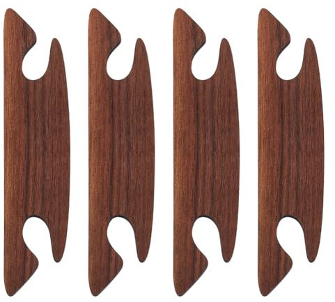 BENECREAT 4 Stück Walnuss Strickwebstuhl Schiffchen, 12x2.6 cm Braunes Webschiffchen, Handgefertigte Strick-Webstuhl-Werkzeuge Zum Weben, DIY-Bastel-Webzubehör, 3mm Dick