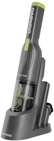 Daewoo Handheld Vacuum Compact Pro, Cordless, 30 Min Run Time, 120ml Dust Capacity, Storage Base, 2 Speed Settings, Upholstery Brush, Crevice Tool, Washable HEPA Filter, LED Power Indicator