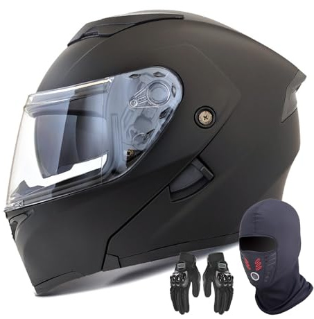 GNIUBBDB Casque de Moto modulaire intégral pour Adultes Hommes et Femmes Casque de Moto Rabattable homologué ECE avec Double Pare-Soleil A-1,XXXL (65cm)