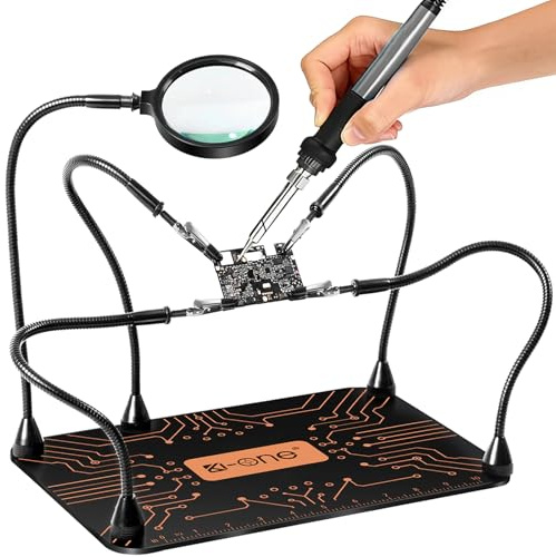 KOONE Helping Hands Soldering Station, Soldering Kit, Magnetic Third Hand Soldering Tool 4 Flexible Arms Helping Hands for Electronic Repair Soldering Jewelry Crafts Welding