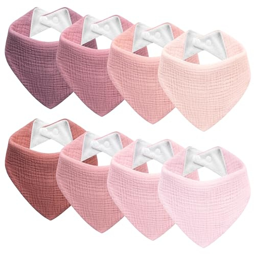 Kewlife Gift Baby Haklapp för Bebis Triangelduk Baby Muslin Halsduk Haklapp Justerbara för Pojkar och Flickor - 6 Stycken