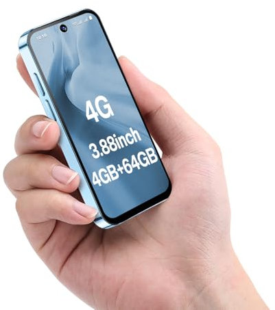 YOHOPE - Mini smartphone desbloqueado 4G, pantalla HD de 3.88 pulgadas, doble SIM doble espera, batería de 1950 mAh, identificación facial, ideal para niños y estudiantes como móvil de respaldo (azul)