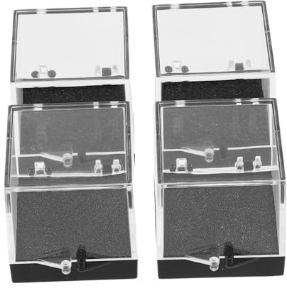 Hemobllo Lot De 4 Boîtes À Bijoux En Cristal De Roche Noir Boîtes De Présentation Pour Pierres Précieuses Boîtes D'Ombre Vitrines Vitrine De Collection En Éponge Acrylique