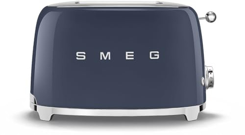 Smeg, 2x2 TSF01NBEU -Toaster, 2 Schlitze für 2 Scheiben, 6 Vergoldungsniveaus, Heizfunktion, Abtau- und Bagel- Funktion, Sammelschublade, 950W, Navy Blue