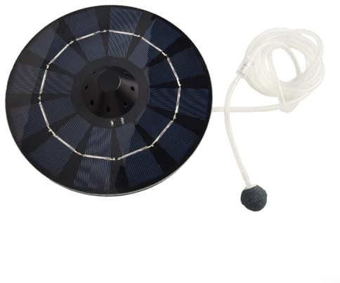 Oniissy Aeratore a energia solare da 2,5 W per laghetti, pompa di ossigeno con tubo dell'aria e pietra a bolle per laghetti, vasche per uccelli, acquari, fontane, design galleggiante, batteria inclusa