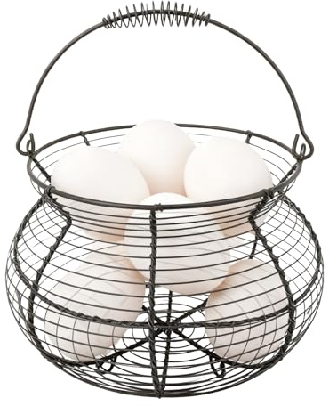 Ägginsamlingskorg Vintage Vävda Tråd Hållare | Med Handtag Äggkorg För sbänk För Picknick Lantgård Trädgård Skörd Påsk Jul Frukt Grönsak