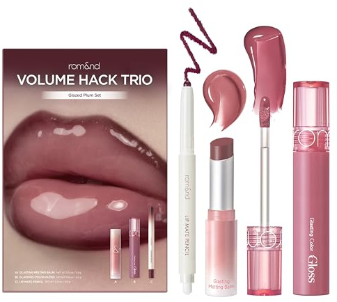 rom&nd Volume Hack Trio | 3 Step Plumping Lip Kit | Glazed Plum Set