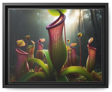 Pitcher Plant (Nepenthes) – Tropical Swamps & Forests, Southeast Asia – Premium Pinewood Frame Framed Canvas Wall Art