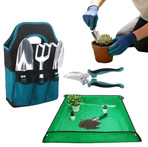 Gartenwerkzeug-Set für die Hand, robust, ergonomisch, tragbar, aus Aluminiumlegierung, für Gartenarbeit im Freien und Hof, für Bonsai-Pflanzen und Innenpflege, Bodenbearbeitung