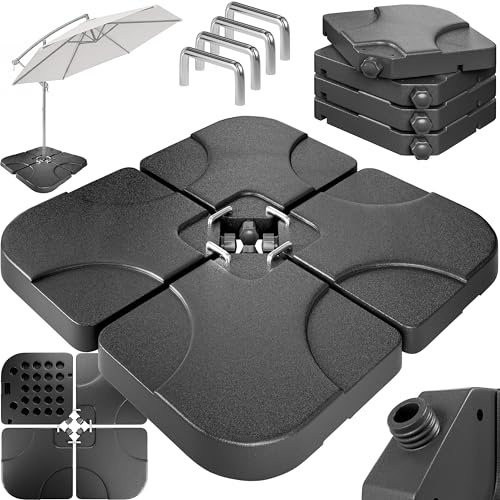 CASARIA Base para Sombrilla 4 Piezas Rellenables HDPE 105x105cm Negro