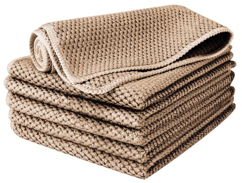 Panni in microfibra 6 pezzi 30x30 cm per cucina, vetri e auto (Kaki)