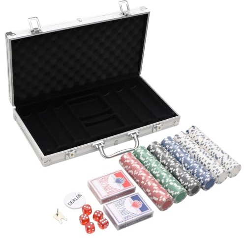LoogCape Pokerchips-set 300 stycken 11,5 g med aluminiumfodral för Casino spelkort, brädspel Texas Holdem Black Jack Roulette brädspel
