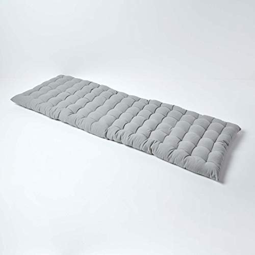 Homescapes Bankauflage 3-Sitzer grau – Sitzkissen Bank Outdoor/Indoor, Oeko-TEX-Zertifiziert, Sitzauflage waschbar für Gartenbank & Sitzbank, 143 x 48 cm
