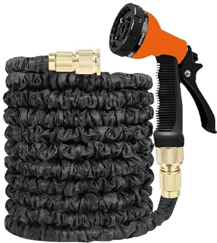 200ft Expandable Flexible Hosepipe - Garden Hose Pipe Magic Snake & Spray Gun Black Watering Outdoor Water Sprayer Durable Plants Patio Connector Fittings Portable Lightweight Nozzle Space Saving