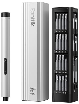 Fanttik E1 MAX mini cacciavite elettrico, set di cacciaviti di precisione con 50 punte di precisione magnetiche, coppia a 2 marce, senza fili, per telefono fotocamera portatile -Argento