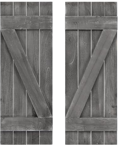 Giantex Set of 2 Shutters for Windows, Farmhouse Wall Decor, Paulownia Wood, Wall Mounted Hardware Included, Rustic Window Shutters for Outside Inside (Rustic Gray, 36'' x 13'')