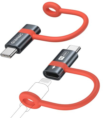 Lightning auf USB C Adapter [2Stück] Adapter Lightning auf USB C 60W Schnelles Laden mit Anti Verlust Seil für iPhone15/15 Pro/MAX, Galaxy S24/S23, iPad Pro/Air,Nicht für OTG/Audio