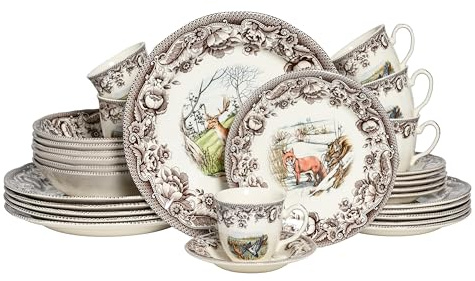 CreaTable, 24013, serie Haydon Grove, set di stoviglie per 6 persone, servizio combinato in gres, lavabile in lavastoviglie e microonde, produzione di qualità