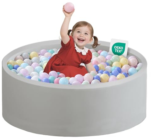 Zedachica Ball Pit for Toddlers 1-3 Memory Foam Ball Pits 35.4''x11.81'' Baby Ball Pit Indoor and Outdoor Game Round Play Ball Pool For Children for Girls and Boys (Grey, NO Balls)