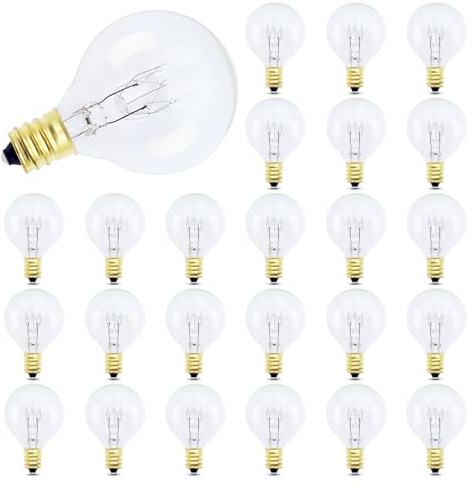 EASYIVY 25-Pack G40 Replacement Bulbs, 7W G40 Globe Bulbs E12 Outdoor String Lights 230V, IP44 Water Resistance Warm White 2200K for Indoor Outdoor Patio Garden Home Party Wedding Decoration
