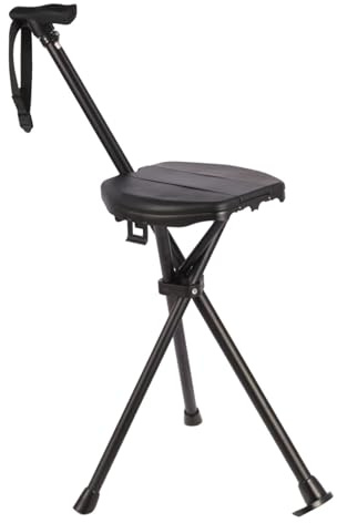 Ddujbtp Bastón plegable portátil con asiento, taburetes antideslizantes, para playa, camping, silla ligera de aluminio para exteriores, silla plegable con muleta