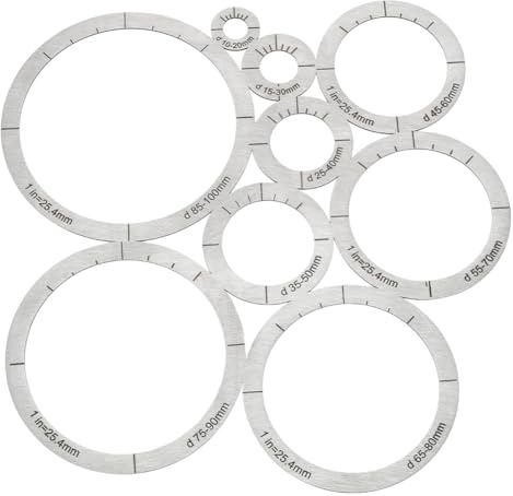 FINGERINSPIRE Circle Cutting Template Tools 201 Stainless Steel Leather Corner Punch Set Round Leather Corner Ruler Template Cutting Measurement Tools for Drawing Drafting Craft Projects DIY Tool