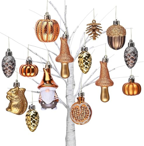 Valery Madelyn 12pcs Autumn Decorations, Halloween Tree baubles for Home Decor, Variaty Shatterproof Set with Gnomes for Harvest Halloween Christmas Holiday Party Gift，EG1307-0025EU