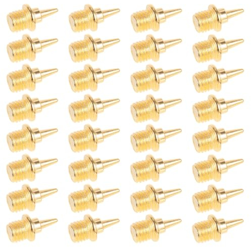 HORIALENCE 32pezzi Chiodi per Scarpe da Corsa in Metallo Colore Oro Forma a Spillo, Resistenti alla Ruggine per attività Sportive All'aperto e Pista