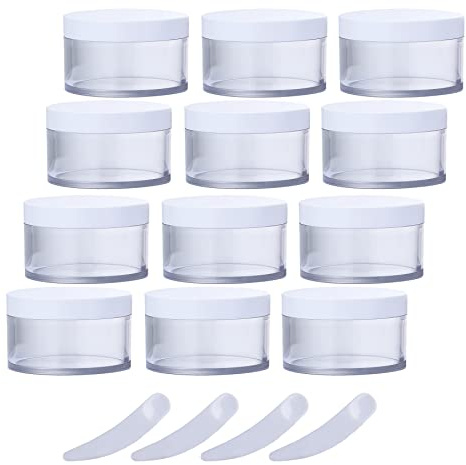 Kosmetikburkar, Förpackning om 12, kosmetikaburkar av plast med skruvlock, behållare for ansiktsmaskkräm(200ml)