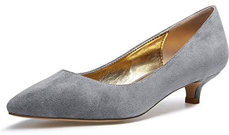 Castamere Escarpins Femme Kitte Heel Bout Pointu Basse Talon 3CM Gris Suède Chaussures EU 40
