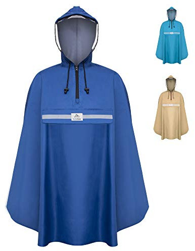 RainRider Regenponcho (Royal Blue), Regenponcho blau für's Fahrrad, Regenbekleidung mit Kapuze inkl. Sichtfenster, Regencape Fahrrad inkl. Reflexionsstreifen - Regenmantel Männer und Frauen