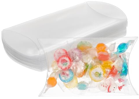 BENECREAT 30PCS 14x9x3cm Klare Plastikkissen Geschenkbox, Durchsichtige Geschenkverpackungsboxen für Weihnachten Hochzeitsfeier Babyparty-Packbox