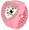 JewelryWe Damen Ringuhr Fingeruhr Analog Quarzuhr Elastisch Herz Ring Uhr Uhrenring für Mädchen Rosa