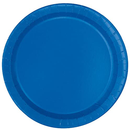 Unique 31770EU Eco-Friendly Paper Plates-23 cm-Royal Blue Colour-16 Count (Pack of 1), Pack of 16
