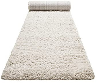 Teppich - Läufer, nachhaltig, modern, einfarbig, kuschelig weich und sehr flauschig, Hochflor bestens geeignet für Wohnzimmer, Schlafzimmer, Kinderzimmer, Matteo (120 x 170 cm, Creme Beige)
