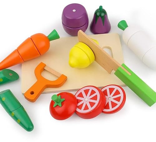 NIWWIN Hölzern Spielen Sie Lebensmittel Obstspielzeug, Küchenspiele, gefälschte Rollenspiele, Küche Obst und Gemüse Schneiden Spielzeug, Pretend Play Preschool Education Spielzeug Kind Geschenk