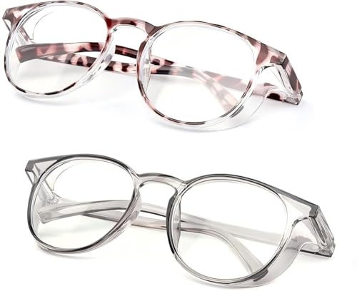 Kelens Blaulichtfilter Schutzbrille, Arbeitsschutzbrille, Winddicht, UV Schutz, Anti Beschlag mit Anti-Scratch (Grau+Leopard)