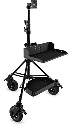 PROAIM Alpha Mobile Workstation: Height Adjustable Stand with 5/8 Baby Pin Mount, Monitor Mount, Wheel Set, Laptop & Accessory Tray. For Camera Operators, Photographers & Videomakers (TP-ALPA-02)