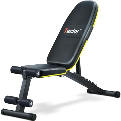 Teclor Banco de pesas, banco de entrenamiento de fuerza ajustable para entrenamiento de cuerpo completo con plegado rápido, banco de entrenamiento de declive inclinado para gimnasio en casa - Nueva