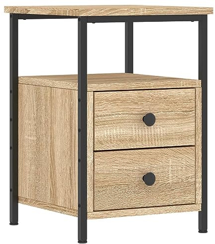 vidaXL Table de Chevet, Armoire de Nuit avec Pieds Réglables, Armoire de Lit avec Rangement, Table de Nuit Chambre, Industriel, Chêne Sonoma Bois d'Ingénierie