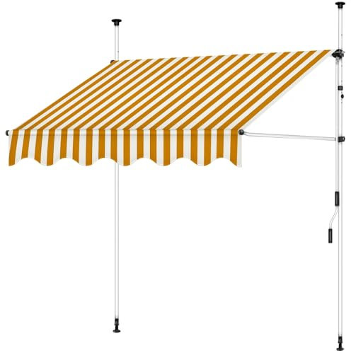 Melko Sonnenmarkise Balkon 250 cm Klemmmarkise mit LED Weiß/Orange Balkomarkise ohne Bohren Fenstermarkise