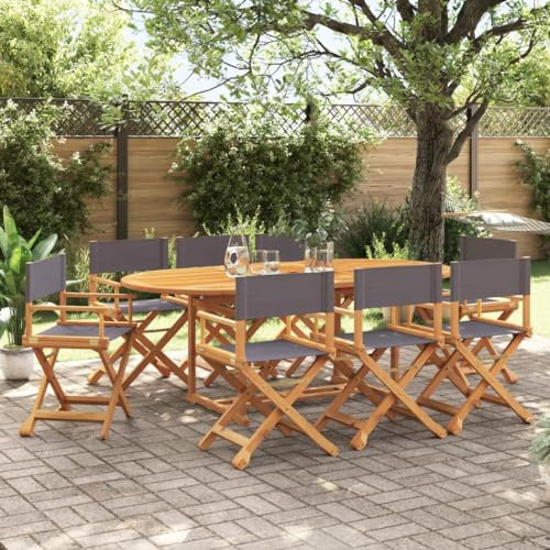 vidaXL Set di 8 sedie pieghevoli in tessuto grigio scuro