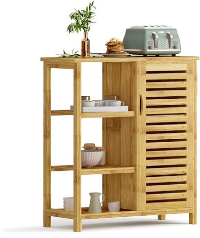 AuraCraft Bambus Beistellschrank,Buffets,Badezimmerschrank,Konsole,Aufbewahrungsschrank Schränke,Für Badezimmer,Wohnzimmer,Küche,Multifunktional,Großer Stauraum (66 X 87 cm)