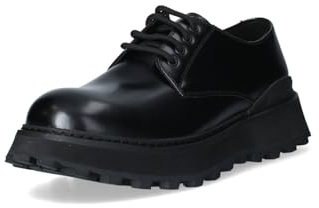Zapatos de piel para hombre con suela gruesa de 4 cm, color negro, Negro, 45 EU