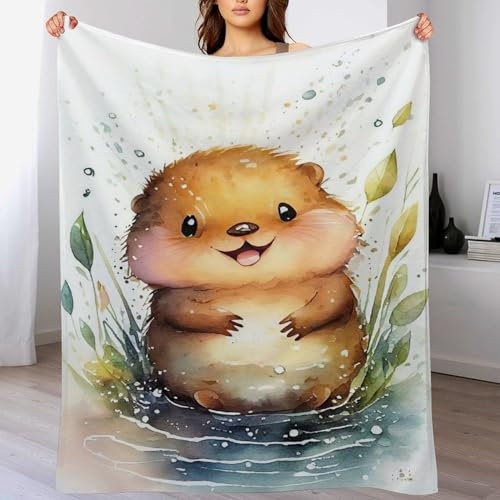 Beaver Blanket Super Soft Comfortable Warm Anti-Pilling Blanket Suitable For All Seasons Bed Linen Sofa And Plush Decoration Travel Camping Blanket （100×130cm）
