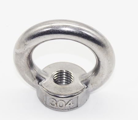 FUNSUEI 20 tuercas anulares M6, tuerca de ojo de acero inoxidable, tornillo anular, tuerca ojal para atornillar, colgar, accesorios de elevación, color plateado